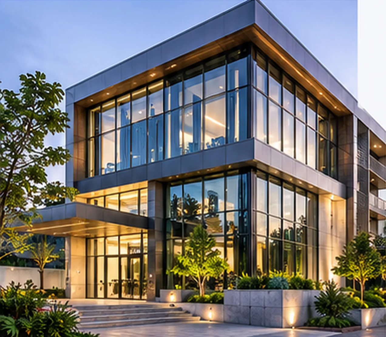 Glass and aluminium commercial building