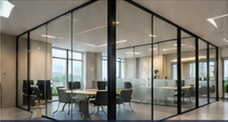 Office interior with aluminium and glass partitions